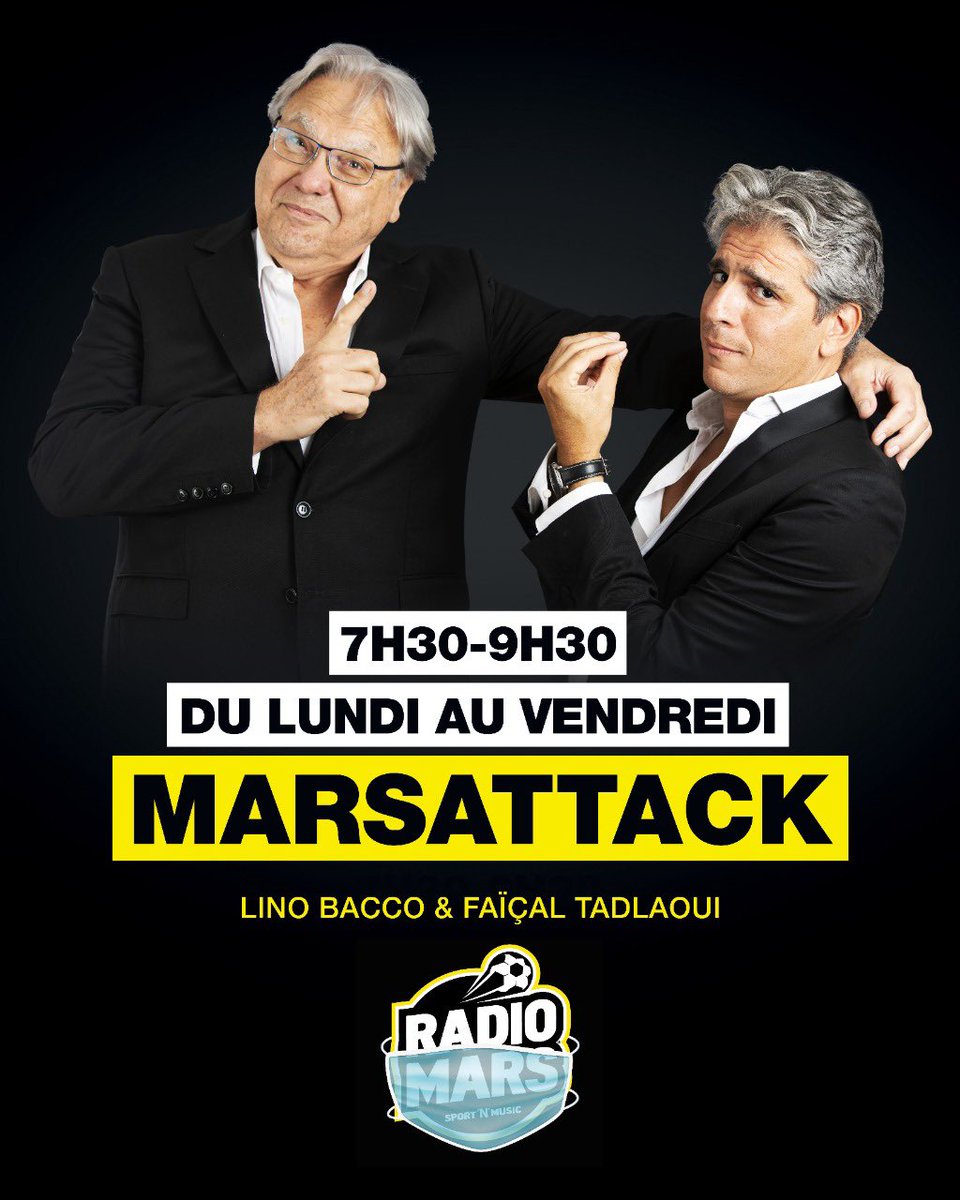 Faïçal Tadlaoui (@ftadlaoui) on Twitter photo Rdv Lundi pour la première du nouveau Marsattack en mode matinale généraliste sur <a href="/RADIOMARSma/">RADIOMARS OFFICIEL</a> avec <a href="/LinoBacco/">Lino Bacco</a> . De l’info, des débats, des experts, du sport et de la bonne humeur 7h30-9h30 Rdv Lundi pour la première du nouveau Marsattack en mode matinale généraliste sur <a href="/RADIOMARSma/">RADIOMARS OFFICIEL</a> avec <a href="/LinoBacco/">Lino Bacco</a> . De l’info, des débats, des experts, du sport et de la bonne humeur 7h30-9h30