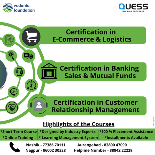 Vedanta Foundation On Twitter Admissions Open Get A Certification In E Commerce Logistics Banking Sales Mutual Funds And Customer Relationship Management To Know More Visit Https T Co Lsn6lnaiwx Get 100 Job Assistance After The