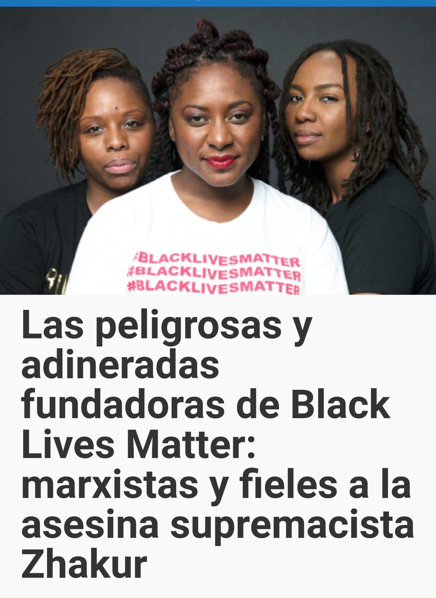 Estas charos de color ⚫ son las fundadoras del #BlackLivesMatter y se están haciendo de oro gracias a las soflamas del supremacismo negro y sus teorías revolucionarias marxistas y violentas.

#ComunismoDeMierda