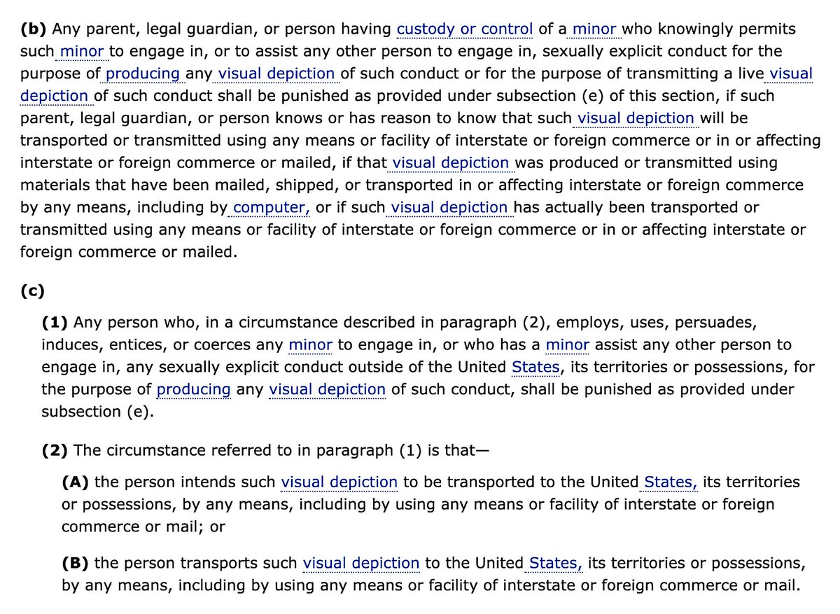 18 U.S. Code Chapter 110 - Sexual Exploitation And Other Abuse Of Children18 U.S. Code § 2251 - Sexual Exploitation Of Children (B/C)