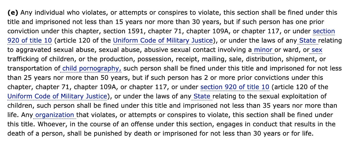 18 U.S. Code Chapter 110 - Sexual Exploitation And Other Abuse Of Children18 U.S. Code § 2251 - Sexual Exploitation Of Children (E)