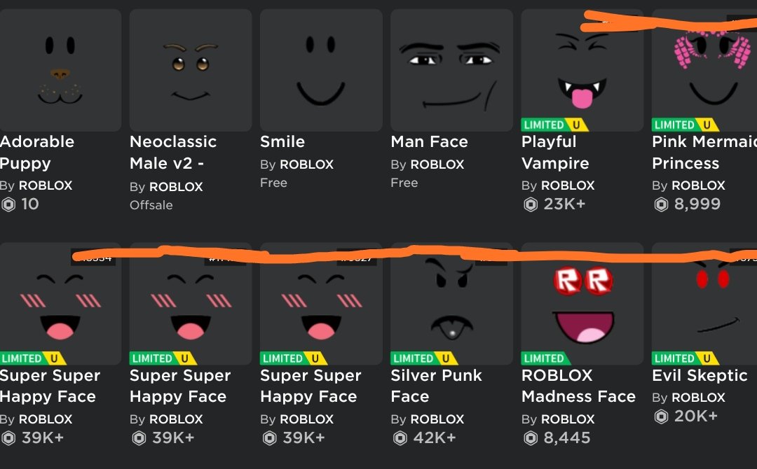 Limited face cheap - Roblox