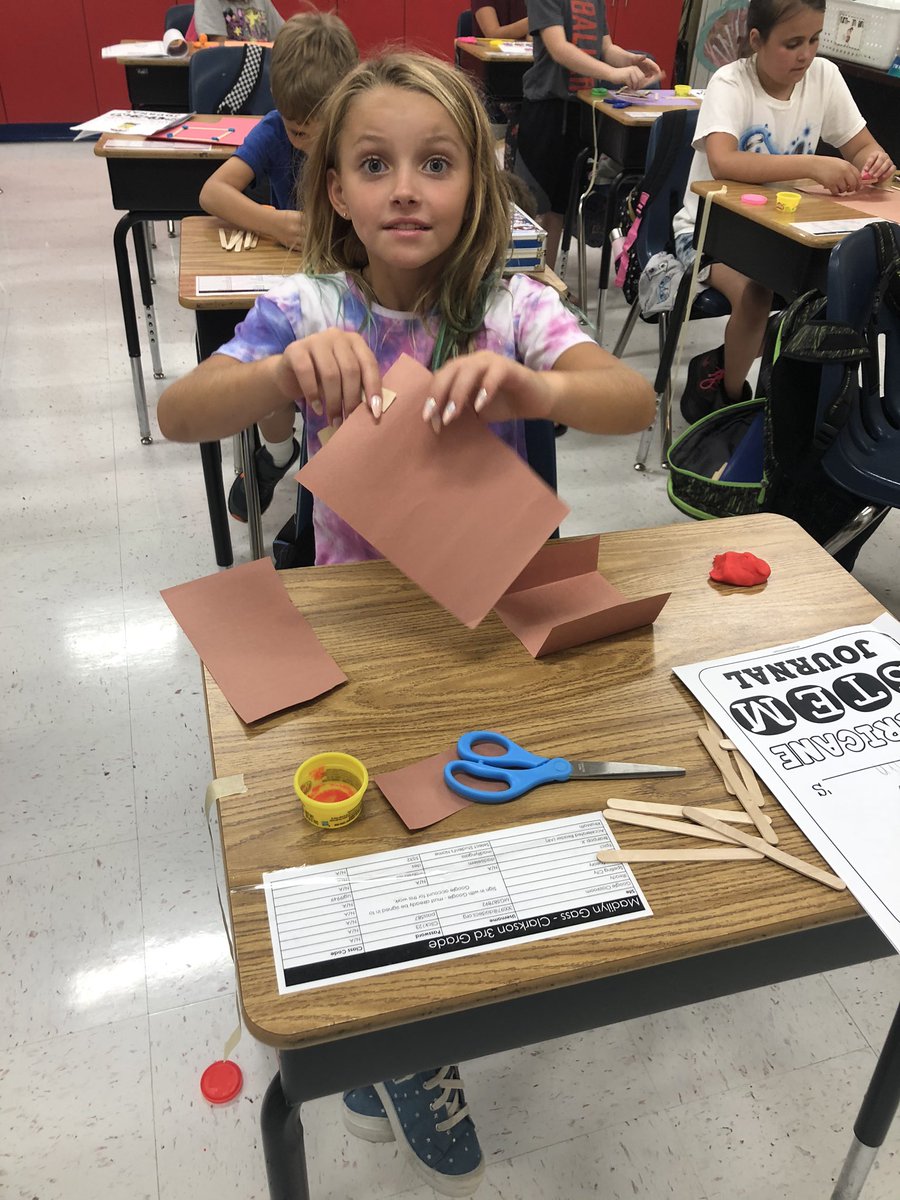 JennJClarkson's tweet photo. We wrapped up the week with a #STEM 🌊. These future engineers spent time constructing a house that could withstand the wind and rain brought on by a hurricane. I would trust any of them to build my beach house!#reachinggreatnesstogether https://t.co/p8eQGkfUBH