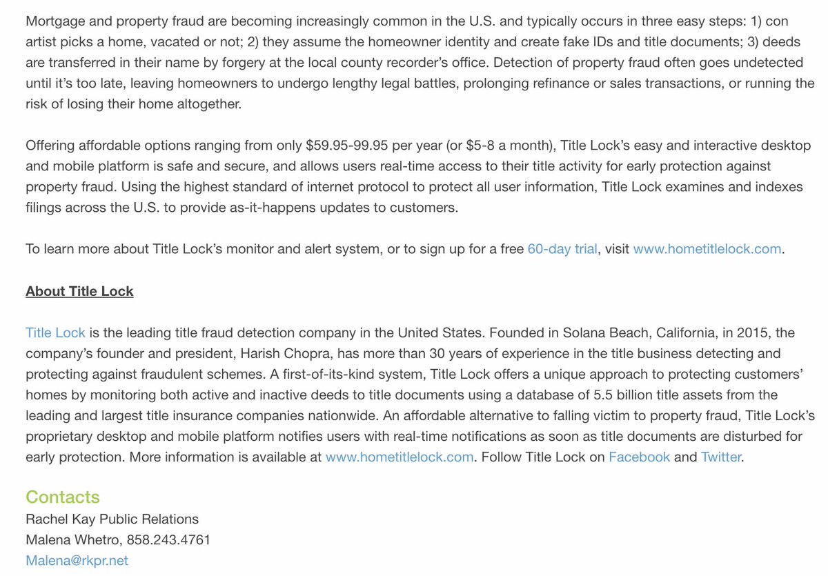 Title Lock is described in this 2016 press release as a service that protects owners from title fraud by monitoring a database of 5.5 billion assets for title insurance companies nationwide https://www.businesswire.com/news/home/20160510005531/en/Title-Lock-Delivers-First-of-its-Kind-Property-Fraud-Monitoring