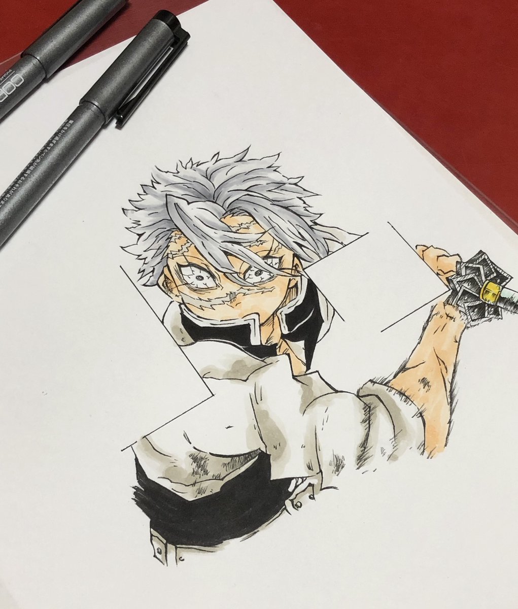 不死川実弥 適当にさねみん塗って遊んでた 模写 下手 鬼滅の刃絵描きさんと繋がりたい せい 聖夜のイラスト