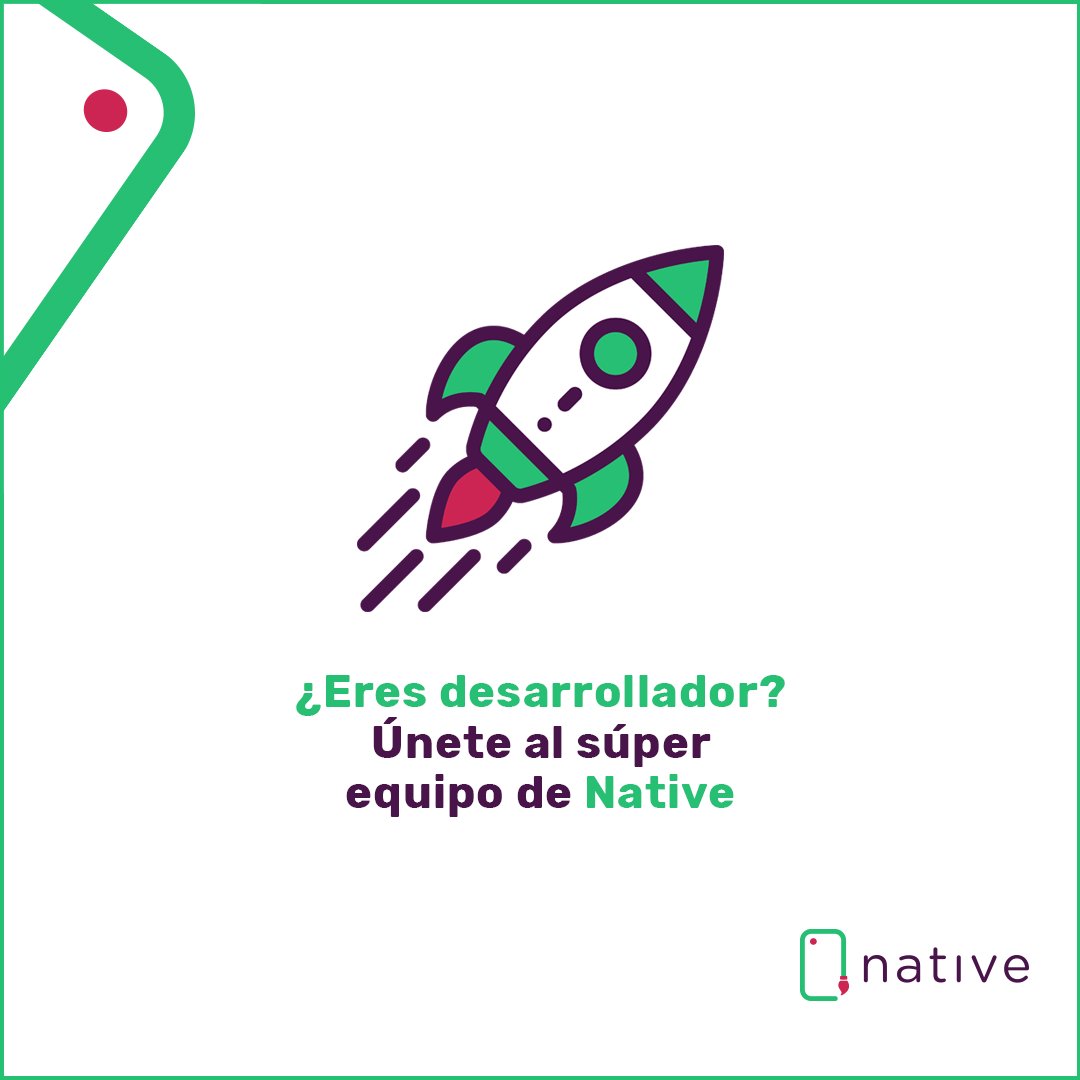 ux_native's tweet photo. ¡Estamos creciendo! Si eres desarrollador escríbele a nuestro CEO (Andrés) a su correo 
📨 a@native.app

-Javascript
-React JS
-CSS
-HTML5
-BD SQL y/o NOSQL

 ⭐ Te da más puntos si conoces Flutter

⭐Te da más puntos si sabes UX/UI https://t.co/2cSKGareb7