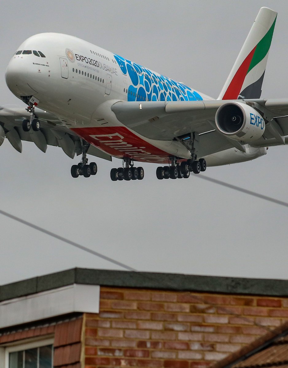 crphotos28's tweet photo. Today’s shot features the @emirates Airbus A380 wearing the blue expo livery approaching @HeathrowAirport over Myrtle Avenue #london #heathrowairport #emirates #expo2020 #blue #airbuslovers #theukspotters #photography #photographer #plane #planes #planespotting #planespotter https://t.co/3UbVFx25K6