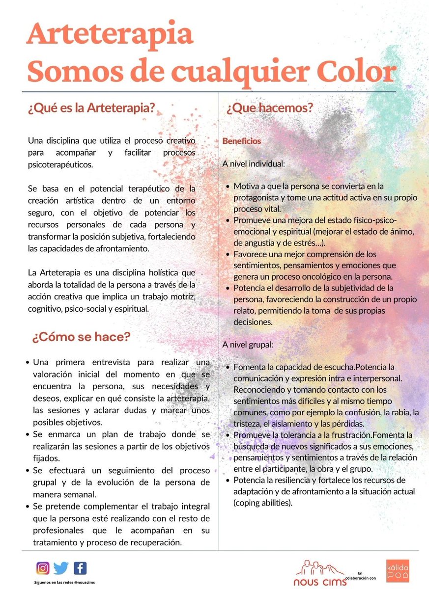 Comenzamos el nuevo curso 2020/2021 con estos talleres de arteterapia en colaboración con @nouscims. Podeis escribirnos a donesenactiu@gmail.com para info e inscripciones!!!