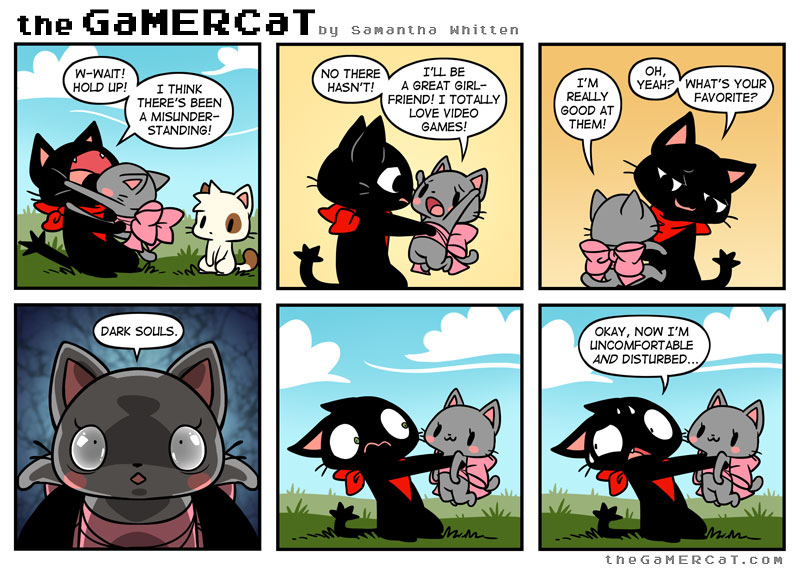 Oh hey it's #NationalVideoGameDay! Let's throwback to a few of my favorite Gamercat comics I've done ?‍⬛?? 