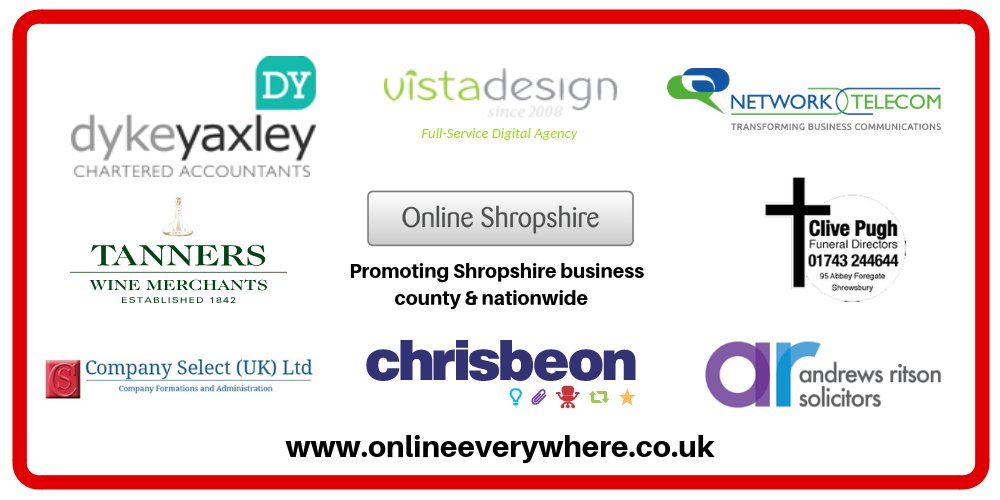 everywhereweb's tweet photo. Promoting Shropshire business county and nationwide
Search Online Shropshire at https://t.co/jUR2qapi7x 

@dyke_yaxley @vista_design @network_telecom @TannersWines @ClivePughDirect @CompanySelectUK @chrisbeon @andrewsritson https://t.co/9MHPuenXAl
