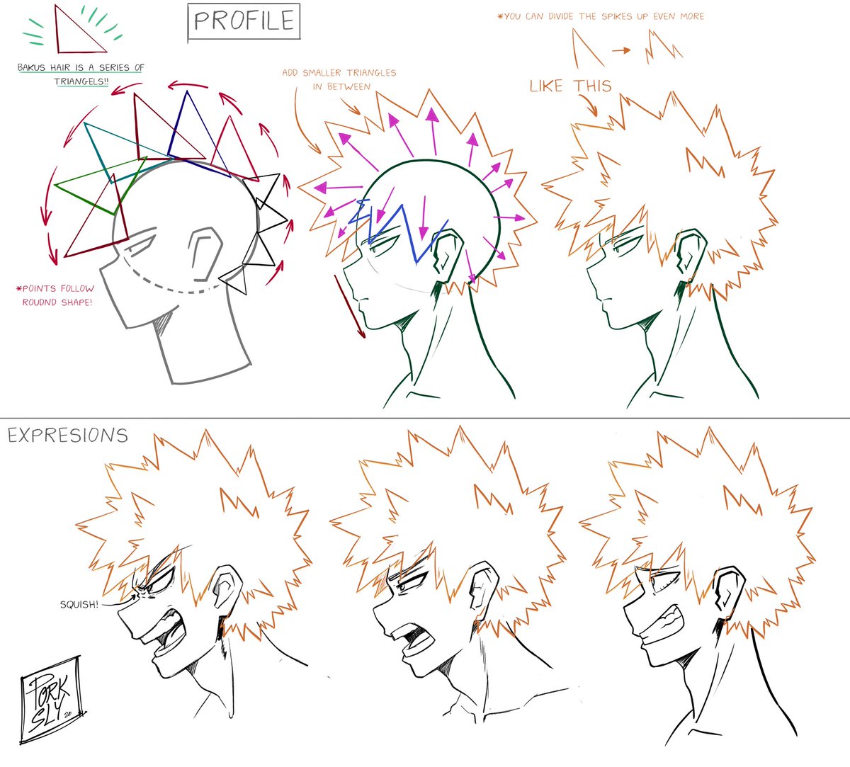 Here are some notes I made for drawing Kiri and Baku in profile. As always, there is no right or wrong way to draw these boys. ❤️ I'm just a nerd who likes making model sheets. 