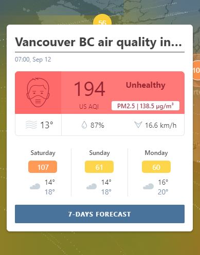 Vancouver's air quality is now the worst in the world due to wildfire haze. More to come...