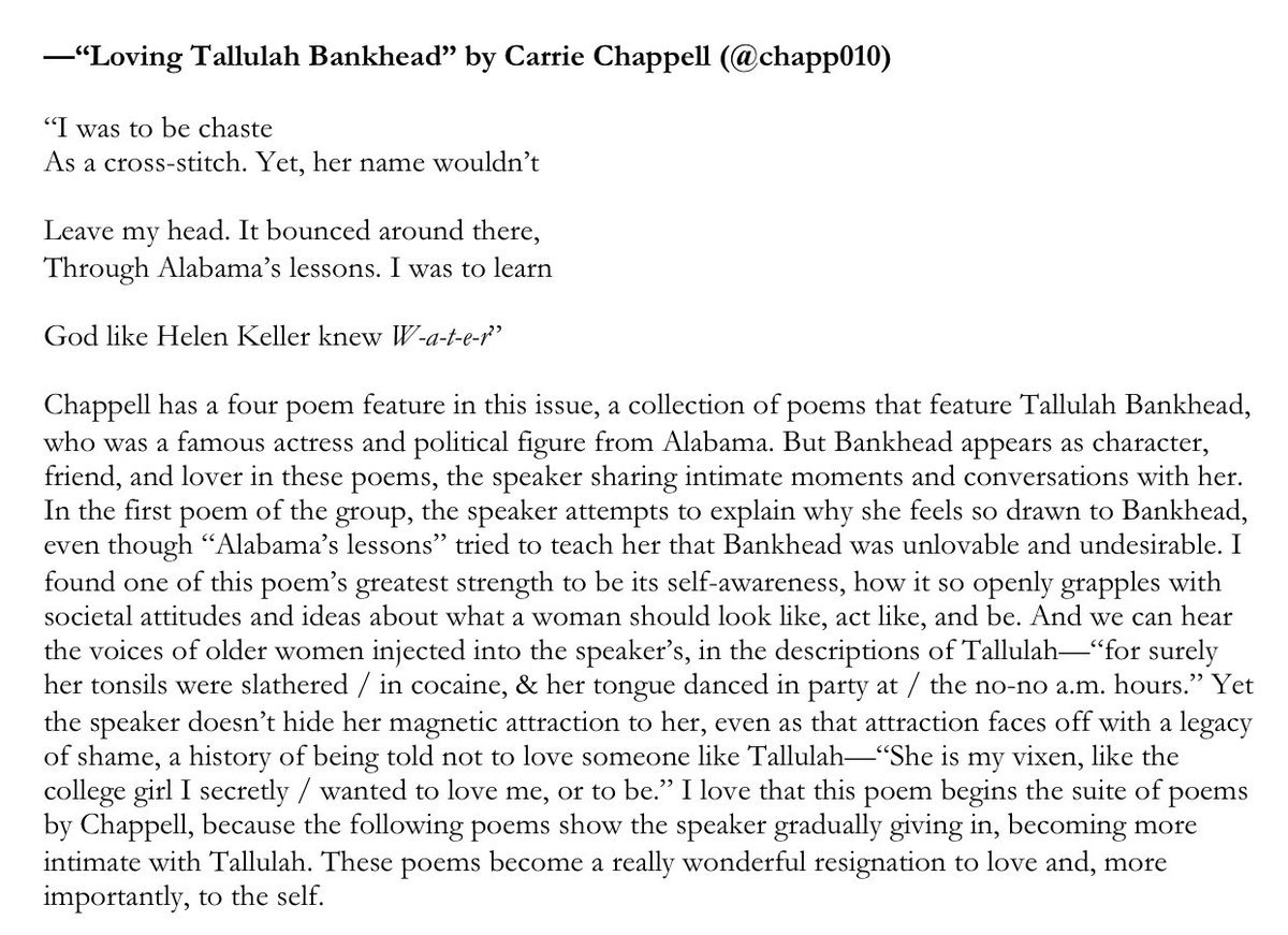 “Loving Tallulah Bankhead” by Carrie Chappell ( @chapp010)