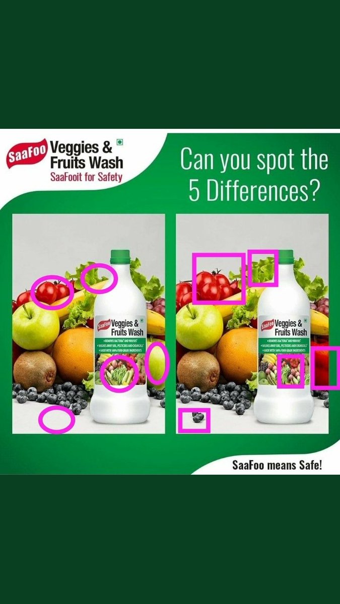 BhavikaRajaswan's tweet photo. @SaafooIndia ▶️ Here I spotted 5 differences
#ShopNow #SaaFooGame #SaaFooMeans #SaaFooit #EatHealthy #HealthyCooking #SafeCooking #WashVegetables #VeggiesWash #SafeVegetables #SpotTheDifferenceChallenge
@SaafooIndia
Join @Dazzlingcutie1
@PinkyDholakia
@mysterioussu
@Soniyaskjain1 https://t.co/AvhWrYvtCp