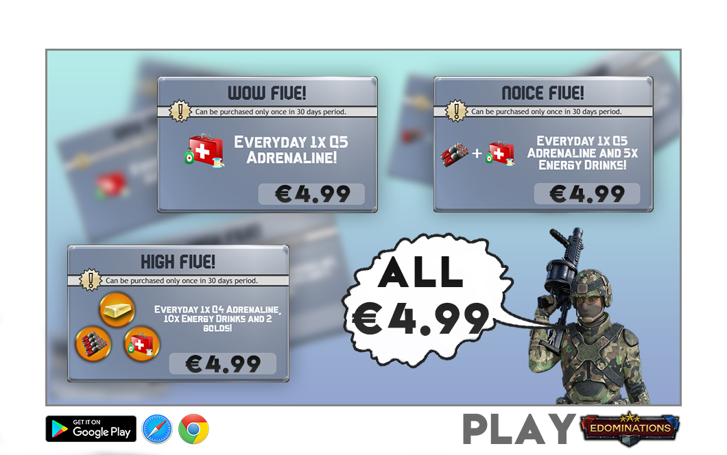 e_Dominations's tweet photo. BRAND NEW MONTHLY PACKS ON STORE RIGHT NOW!

Buy on of them for 5?
or all of them for 15?

Make yourself a boss for all month!

Play https://t.co/iU3RRa1EKu and be the best as soon as you can!

#game #edominations #strategygame #browsergame https://t.co/vZidKtp6hx