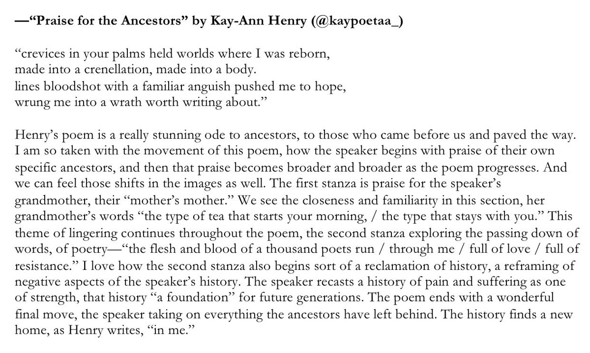 “Praise for the Ancestors” by Kay-Ann Henry ( @kaypoetaa_)
