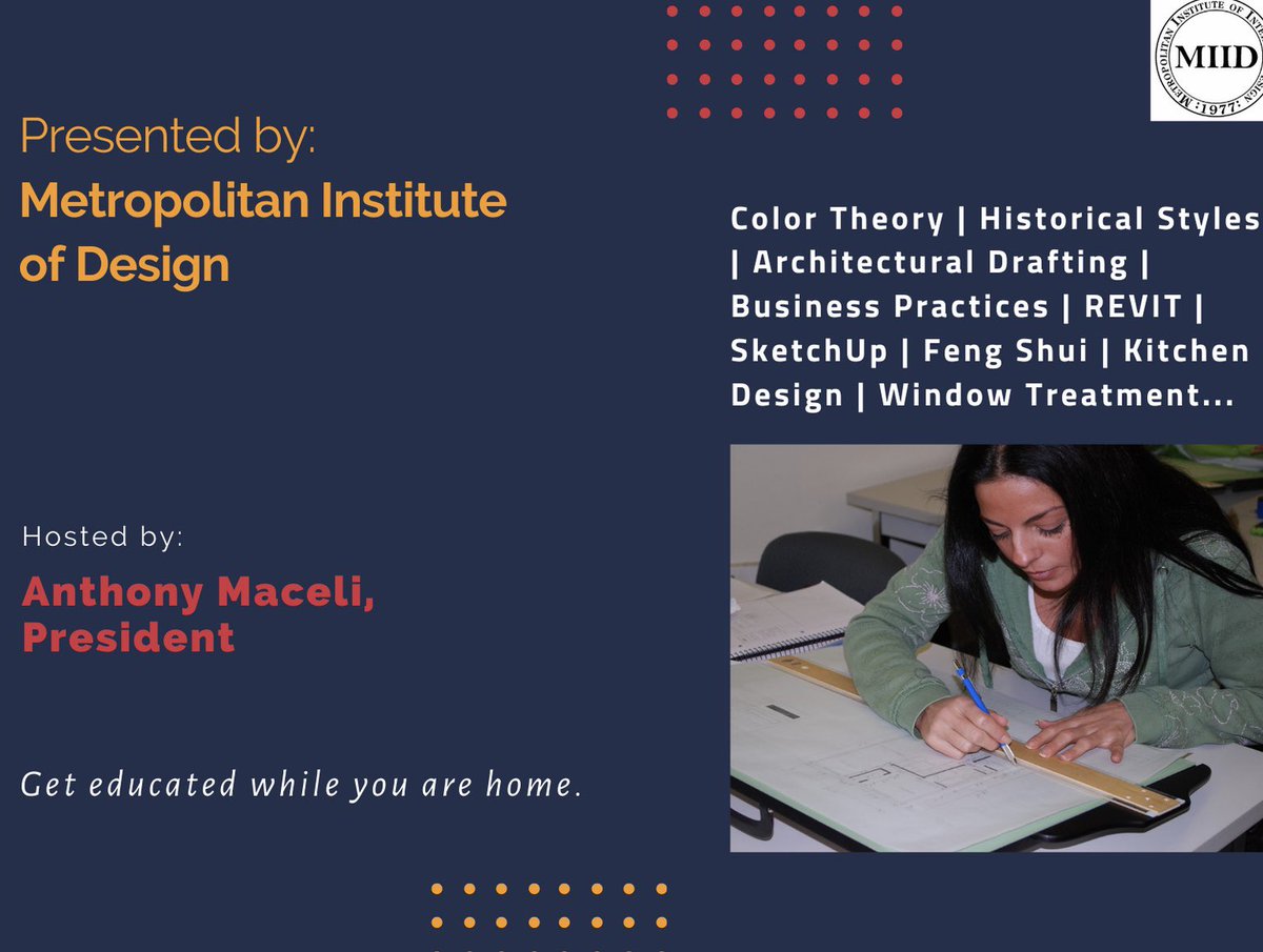 MetInsDes's tweet photo. Interior Design Webinar, Thursday 9/17 @12noon. Find your fit at MID where you will unlock your creative potential! This interactive online visit will allow you to learn more about our program and the interior design industry. Register today at https://t.co/tsOobuuOfI https://t.co/xbOFO9YSW5