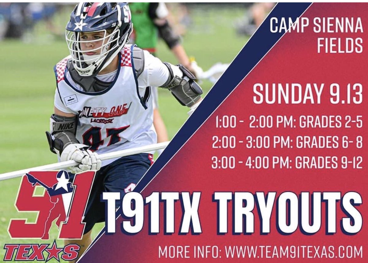 Team 91 TX Tryouts TOMORROW! Boys 1st to 12th Grade! Tryout for TX &amp; Chance to Make 91 National Team!!  Register team91texas.com