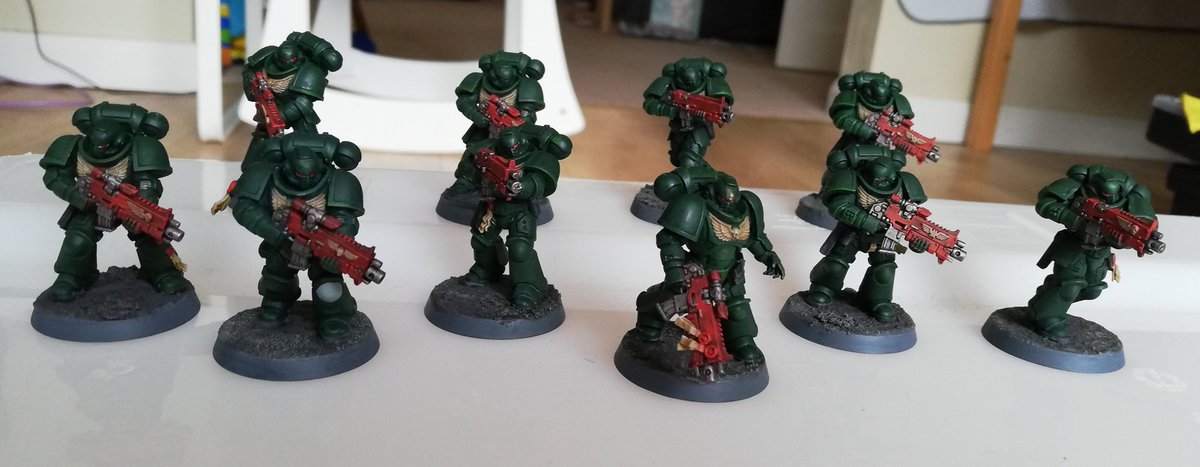 GSV_Empiricist's tweet photo. @ElementGames_ From me, it's a four-stack of dark angels: an intercessors squad I finally finished and three conversions: Company Master, Phobos Librarian and Veteran Intercessor Sergeant. #DarkAngels https://t.co/JhWA2OE7wv