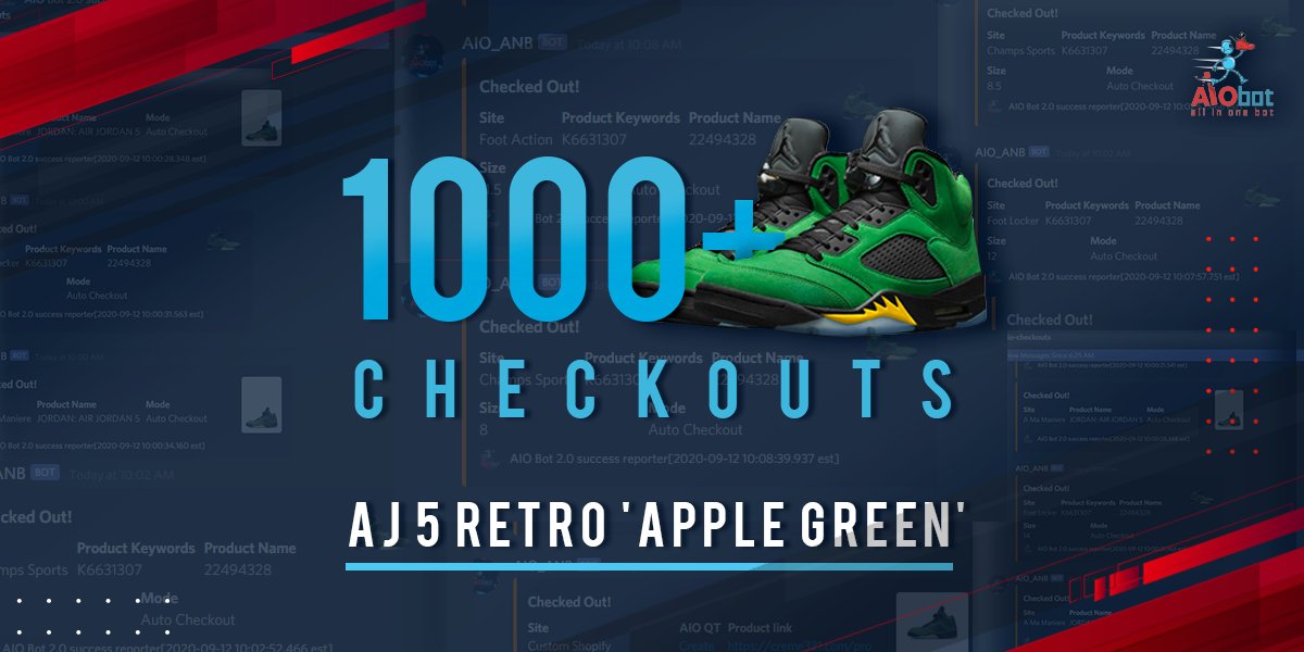 ANB_AIO's tweet image. 🎉RT + Follow to win 1x AIO Bot🎉 

Thanks to our NEW MONITORS, We're back to feasting on Foostites 💪 
1000+ Air Jordan 5 pairs scored today by AIO bot's fam!🔥

How about you mention a friend who needs a GREAT BOT &amp;amp; they also win a key 😉