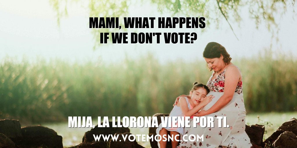PoderNCAction's tweet photo. Don't let La Llorona come for you. 😱 Check your registration or register to vote 🗳 --> https://t.co/ey4Flf7CuJ

#VotoLatino #VotemosNC #NuestroVoto #NuestroVotoCuenta #VoteNC #2020Elections #LaLlorona https://t.co/skKdjlqnW8