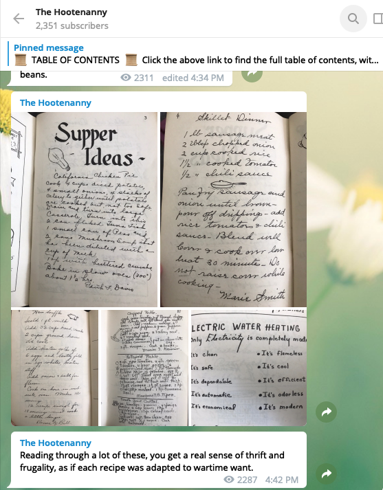 10/ In a series of August posts on The Hootenanny, he posted a photographs of a 1948 cookbook, written by the women of what he noted was his "new town."