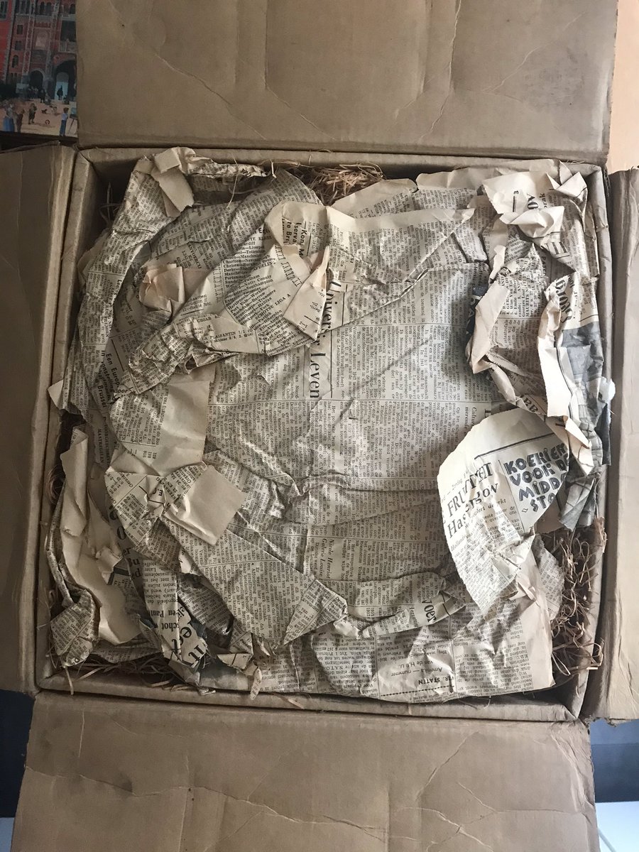 My mum has moved this box, with her baptism gift  #porcelainathome, across all her house moves between towns. It’s still wrapped in the newspaper from 1953 (she was baptised in 1952, but her godmother was in the Netherlands at the time.)