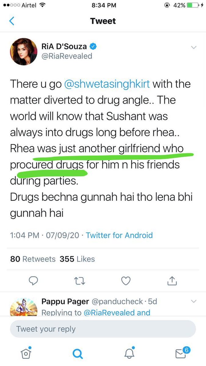 Why  #NCBSummonRia is needed Thread of confessional tweets by Andria Dsouza Q2) What proof she has about Rhea Chakraborty doing drug procurement & why not given to NCB ?  @TajinderBagga  https://twitter.com/riarevealed/status/1302872943358222338?s=12