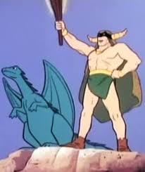 Fcsnva's tweet photo. Have always been struck by how much #HeMan owed to both #YoungSamson & #Mightor, both of which had elements borrowed by #Filmation from #HannaBarbera for the later show; and what happened to that land squid, such a cool monster, thrown over the horizon & never seen again. https://t.co/VSbPfE343W