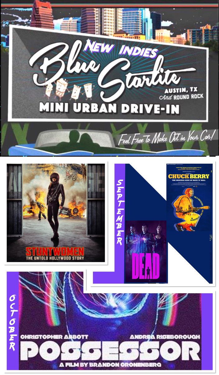 UrbanDrivein's tweet image. Proud to announce our featured 
NEW INDIE slate 
for the rest of September and 
Early October at NEW Downtown Skyline 
and Mueller #BlueStarlite #Drivein @YorkshireTX @possessormovie @GoingAttraction 

Tix are live- BlueStarlitedrivein.com