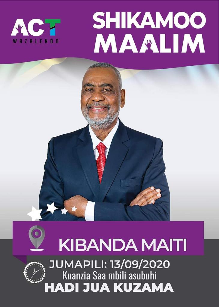 ActMjini's tweet photo. #ZanzibarYaZambarau 
Ni kesho siku ya Jumapili, tarehe 13/09/2020, saa 4:00 Asubuh, katika Viwanja vya Kibanda Maiti. https://t.co/3GiurUs1RB
