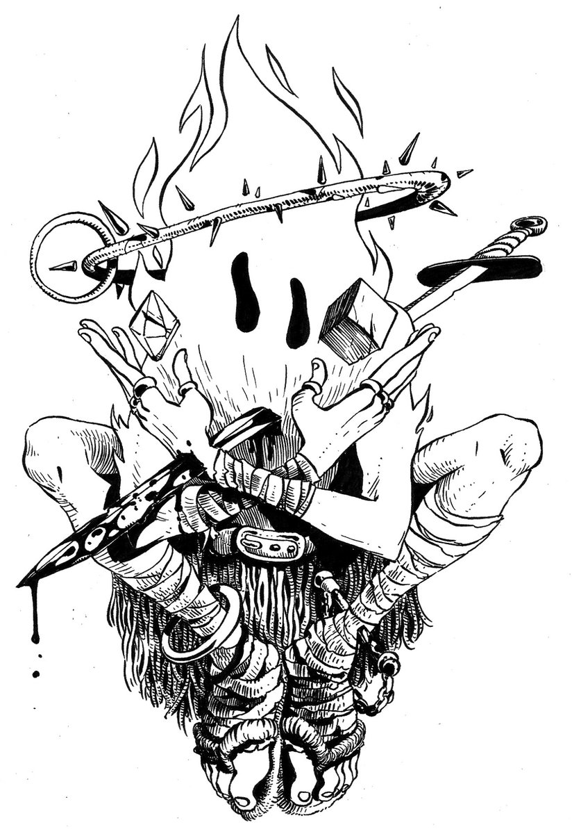 [TW body horror] I'm gonna do a digital release of all my inktober drawings (I have prob 4 years worth of them?)... I forgot I even drew all these ! Kinda wanna get back into the occult/esoteric imagery I had started to develop. 