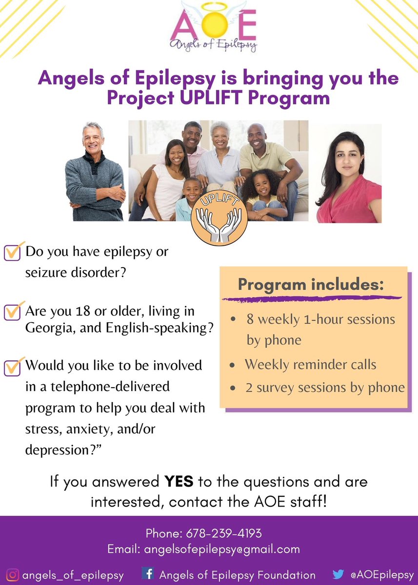 AOEpilepsy's tweet image. Join AOE’s Project UPLIFT Program!  Visit angelsofepilepsy.org/aoe-project-up… and submit your interest form. 

You will hear from us soon 🤗 Incentives are provided if you participate in this program! 

#AOE #ProjectUPLIFT #Epilepsy #Seizures #Georgia #GeorgiaResidents #EpilepsyEquity