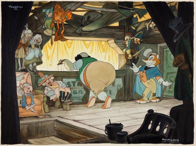 Animation art from Disney's PINOCCHIO (1940). 