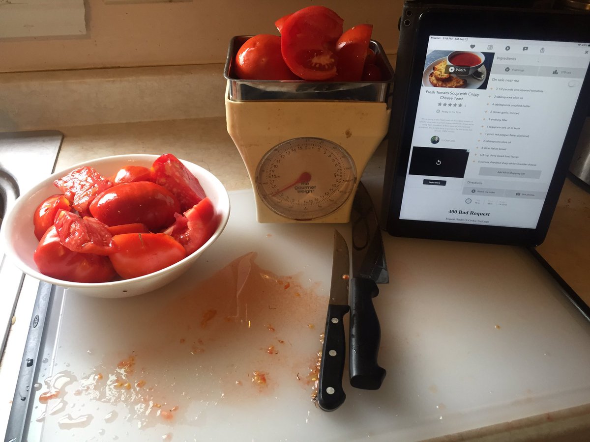JGeipel's tweet photo. Perfect timing for @foodwishes tomato soup and crispy cheese toast recipe since our garden harvest was very productive this week. https://t.co/aEuSJ0URQC