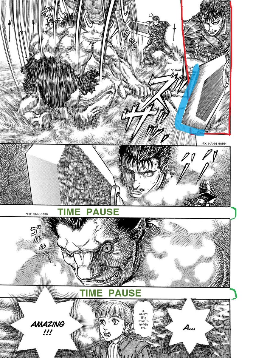 Apart from those three things we have the usual stuff (going with/against the panel flow), and the last page has a good example of a sword going beyond the panel for dramatic effect.Having a vertical panel for it makes the action look quicker compared to the following one.