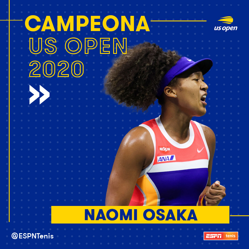 ¡OSAKA REINA EN NUEVA YORK! 💥

La japonesa remontó el partido para llevarse su segundo título del #USOpen: 1-6, 6-3 y 6-3 ante Victoria Azarenka. ¡Tercer Major para Naomi! 🏆🇯🇵

#USOPENxESPN