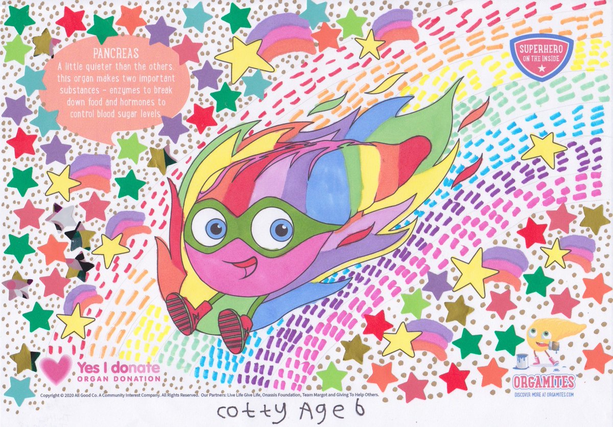 MiwaryUK's tweet photo. @NHSOrganDonor @LLTGL @Orgamites Colouring by my daughter Cotty, aged 6. #OrganDonationWeek #SuperheroInside @OrgamitesSaveLives
#rainbow #stars #origami #wrappingpaper #collage https://t.co/iKiTOWRYnU