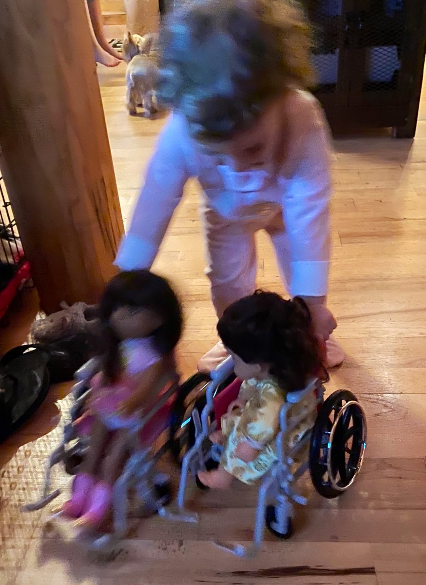 Soulcrusher7161's tweet photo. My daughter 
                💚
           #Ciara @ciara_candle 
                💖 
#Cienna first piggy tails
                💜
#Cianna pushing her babies
         #My♥️ https://t.co/hiAsJzuScD
