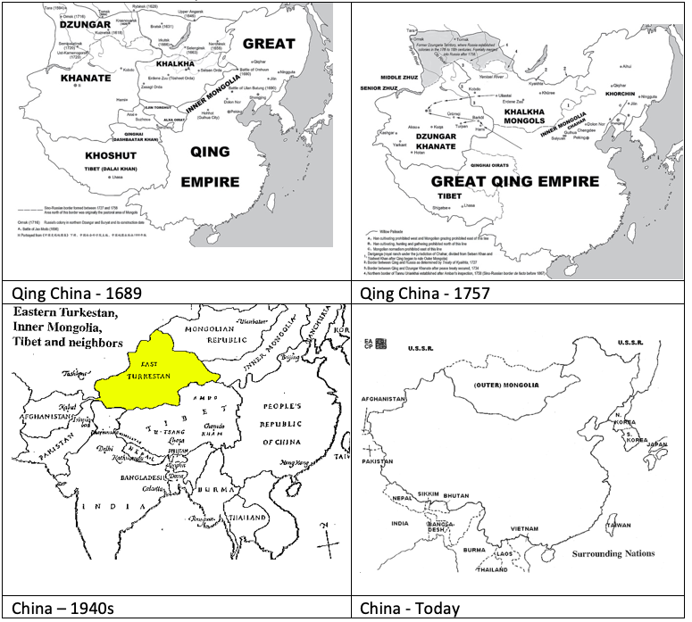 Situation looked perfect. But, what went wrong? Qing Empire, rather than following this Mandala structure, it conquered all these territories. If you compare the four images, you will notice that, though boundaries changed, the first and third maps are almost identical,