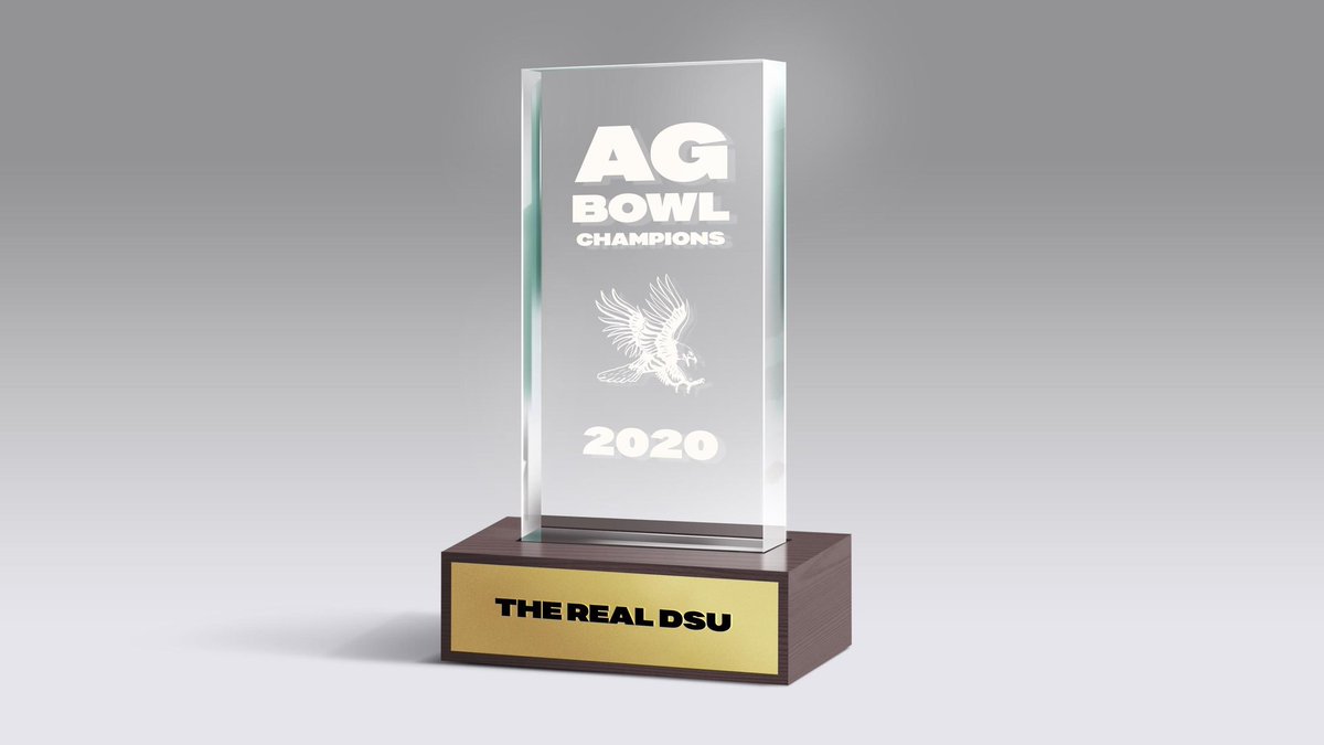 DSUCONE's tweet photo. Our trophy case is getting crowded but thanks for making up another one for us to take home @DSUAthletics 

Told you to jump on the @BlueHawkFB bandwagon, already winning bowl games! #hawksareup https://t.co/lgmpMqOvhW