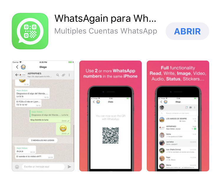 iWazowski's tweet photo. WhatsAgain for WhatsApp Multiple WhatsApp accounts in one device. DM us, Follow & RT and we will send you a #freepromocode #iOSApp #AppStore #appdevelopment #iOSDev #whatsapp September 13, 2020 at 12:30AM https://t.co/4d740oosk3 https://t.co/Kb4bSqDfS8