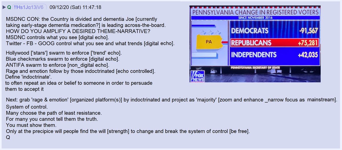 41) Q explains the strategies and tactics used by the press, Hollywood, politicians, Antifa, and social media platforms to keep people in the dark.Only at the precipice will people find the will [strength] to change and break the system of control [be free].