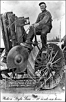 [33/150] #MacBrideMinutes, Buzzsaw Jimmy

This week we will be showcasing one of the Yukon’s most interesting businessmen, Buzzsaw Jimmy.
 Jimmy is known for inventing a buzzsaw on wheels