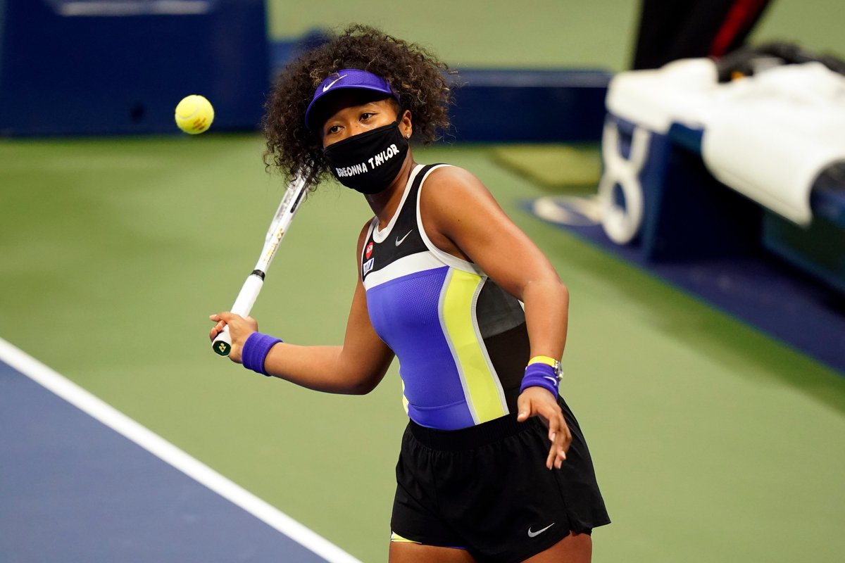 BleacherReport's tweet photo. .@naomiosaka used her platform during the U.S. Open to honor victims of racism and police brutality:

▪️ Breonna Taylor
▪️ Elijah McClain
▪️ Ahmaud Arbery
▪️ Trayvon Martin
▪️ George Floyd
▪️ Philando Castile
▪️ Tamir Rice https://t.co/WXD8lLY3ym