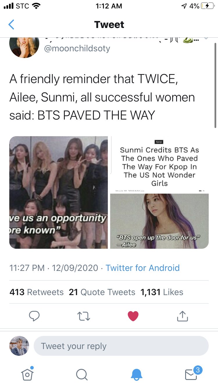 در توییتر Saying Bts Paved The Way Doesn T Mean They Are Descrediting Female Kpop Idols