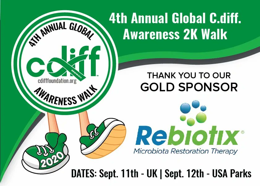 cdiffFoundation's tweet photo. C Diff Foundation Thanks @Rebiotix For Being a Gold Sponsor of t/4th Annual Global #Cdiff #cdiffwalk2020 Awareness Virtual Walks https://t.co/1RVo99izdS https://t.co/RtjxrXasNI #gratitude 
#clinicaltrials #Cdifficile #guthealth #microbiome #microbiota #guthealth #healthcare #CDI https://t.co/ATZ4IDig6X
