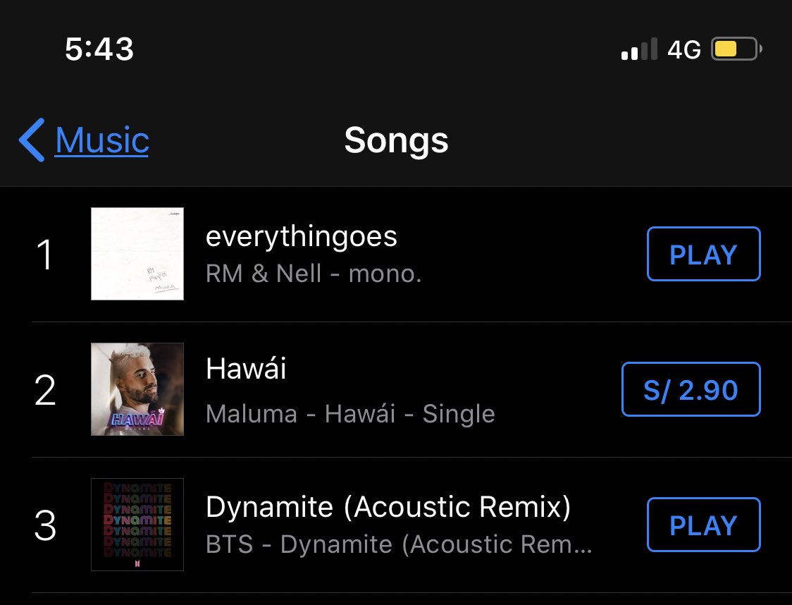 peruviarmy_twt's tweet photo. 📊 iTunes Perú 🇵🇪 5:41PM
1. everythingoes
3. Dynamite (Acoustic Remix)
@BTS_twt #BTS #BTSARMY #BTS_Dynamite #DynamiteOutAgain #BuyDynamiteOniTunes https://t.co/92tWdBzJrE