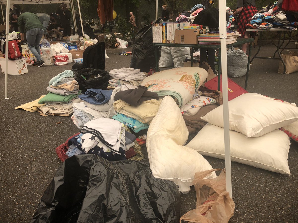 Supplies being distributed include food, clothing, household items, and health supplies.  #OregonFires  #fires  #portland  #mutualaid