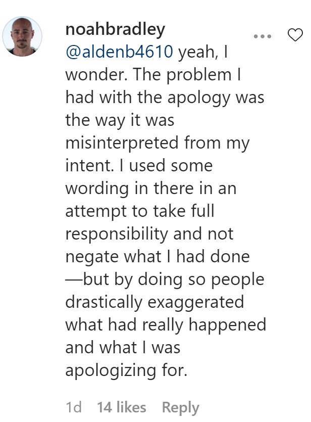 Admitted rapist Noah Bradley is back on Instagram trying to pretend he did not admit to raping women. His fans are welcoming him back and this all sucks. Which law of power is this one Noah?